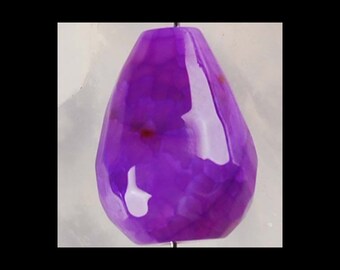 EVERYTHING NOW 2.00 Faceted Agate Teardrop Center Drilled Purple White Banded Gemstones Focal Beads Jewelry Making DIY 18mm x 13mm