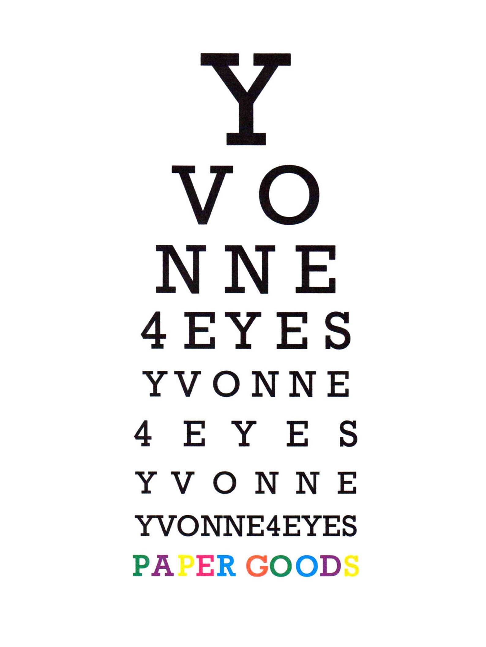 Eye Chart Card.thank You.eye Chart.eye Chart Card.paper - Etsy