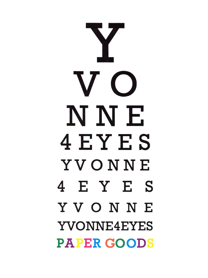 Eye Chart Card.thank You.eye Chart.eye Chart Card.paper Etsy Eye Chart Thank You