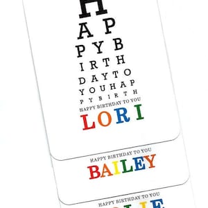 Eye Chart Card.Happy Birthday.Eye Chart.Custom.Name.Paper Goods.Eye Exam.Eye Test.Eyes.Site.Vision.Optometrist.Eye Doctor. by Yvonne4eyes image 1