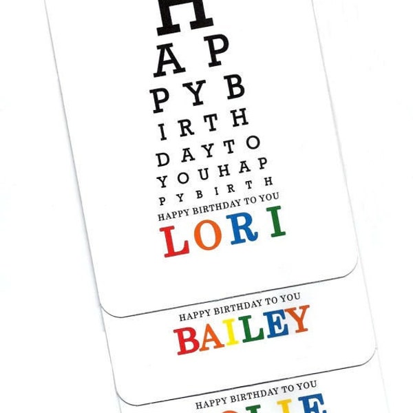 Eye Chart Card.Happy Birthday.Eye Chart.Custom.Name.Paper Goods.Eye Exam.Eye Test.Eyes.Site.Vision.Optometrist.Eye Doctor. by Yvonne4eyes