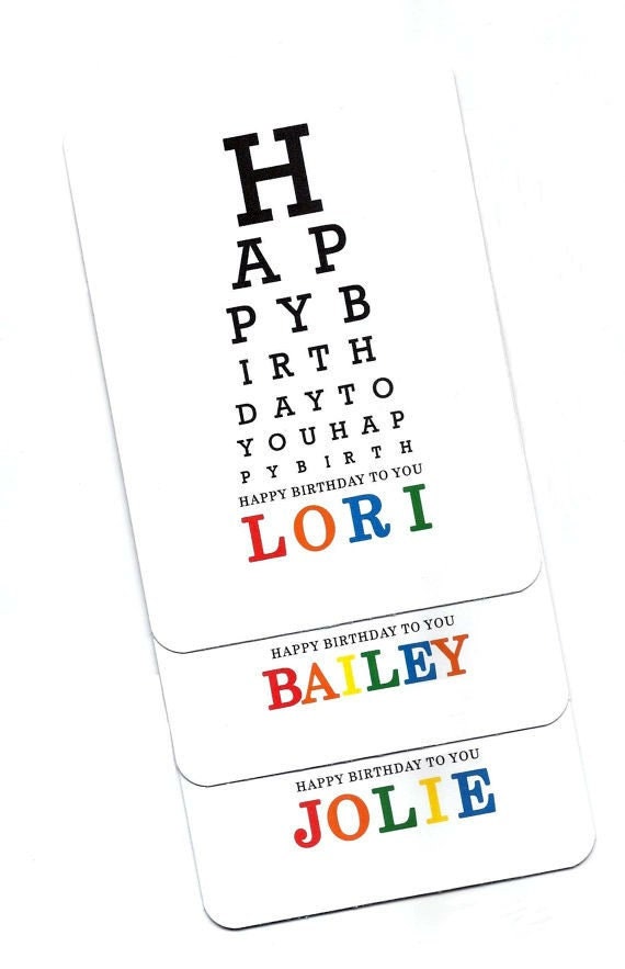 Eye Chart Card.happy Birthday.eye Chart.custom.name.paper Goods.eye ...