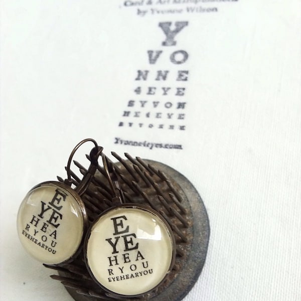 Eye Chart Earrings.Eye Hear You Eye Chart.Eye Chart Earrings.Eye Chart.Wearable Eye Chart.Vision.Site.Optometrist.Gift Under 20. Yvonne4eyes