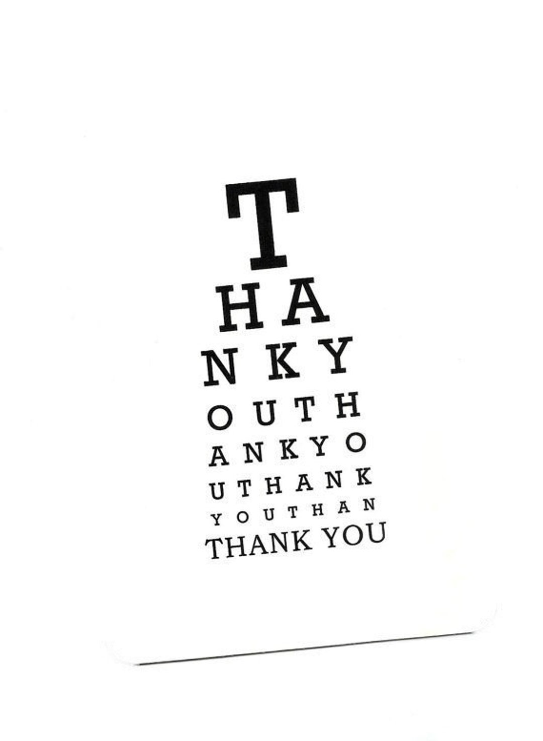 Eye Chart Card.thank You.eye Chart.eye Chart Card.paper Goods.eye Exam