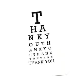 Eye Chart Card.Thank You.Eye Chart.Eye Chart Card.Paper Goods.Eye Exam.Eye Test.Eyes.Site.Vision.Optometrist. Eye Doctor. by Yvonne4eyes