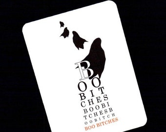 Halloween.Eye Chart Card.Adult Humor.Boo Bitches.Eye Chart Card.Ghost.Paper Goods.Eye Exam.Site.Vision.Optometrist.Eye Doctor.by Yvonne4eyes