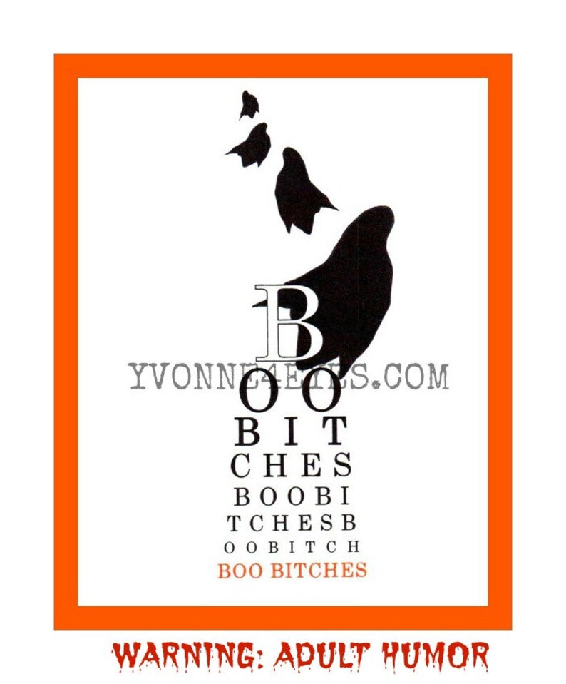 Halloween.Eye Chart Card.Adult Humor.Boo Bitches.Eye Chart Card.Ghost.Paper Goods.Eye Exam.Site.Vision.Optometrist.Eye Doctor.by Yvonne4eyes image 2