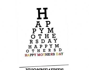 Mothers Day.Happy Mothers Day.Eye Chart Card.Paper Goods.Eye Exam.Site.Vision.Optometrist.Ey…