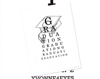 Graduation Eye Chart Card.Paper Goods.Eye Chart.Eye Exam.Site.Vision.Optometry.Optometry School.Optometrist.Eye Doctor.by Yvonne4eyes