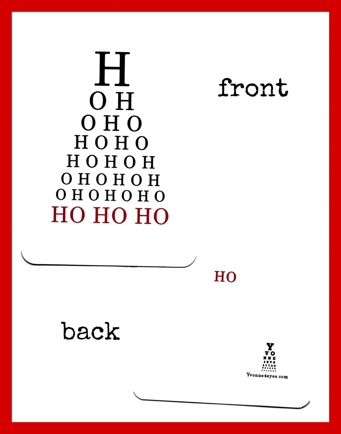 Christmas.merry Christmas.eye Chart Card.ho Ho Ho.holiday.paper Goods ...