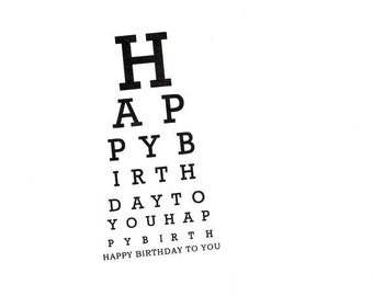 Eye Chart Card.Happy Birthday.Eye Chart.Eye Chart Card.Paper Goods.Eye Exam.Eye Test.Eyes.Site.Vision.Optometrist.Eye Doctor. by Yvonne4eyes