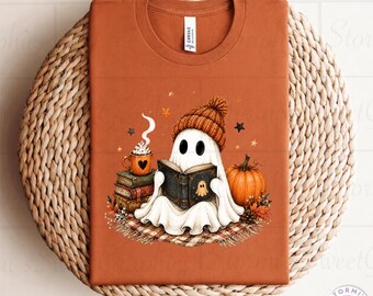 Fall Ghost Reading PNG (Digital Download)