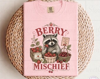 Berry Mischief Raccoon PNG (Digital Download)