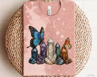 Painted Butterflies and Crystals PNG (Digital Download)