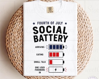 Fourth of July Social Battery PNG (Digital Download)