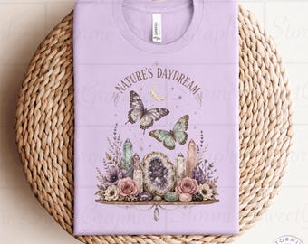 Natures Daydream Butterfly and Crystals PNG (Digital Download)