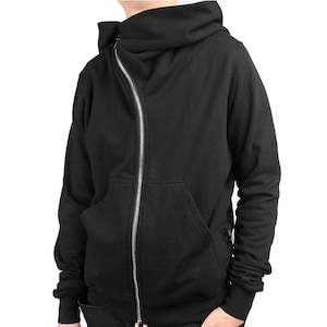 men zip up hoodie-men wizard hoodie- men winter hoodie -men cyberpunk hoodie-asymmetrical hoodie-hoodie with hood-hoodie with long zip
