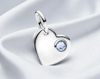 March Heart Dangle Charm, Collectible Bracelet Bead for Women, Perfect Gift for Her, Fits On pandora Bracelet, Birthstone Charm