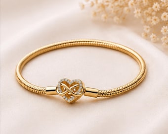PANDORA スターリングシルバー ハートクラスプ スネークチェーン