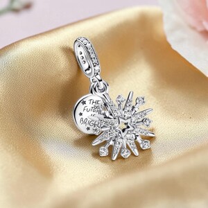 Charm colgante doble de fuegos artificiales en plata de ley, charm de explosión estelar, charm de celebración, charm colgante brillante, charm de regalo para ella