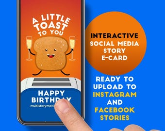 Interactive Birthday Story Template – Animated Toast E-Card (Digital Download)