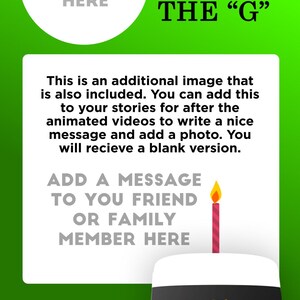 May include: A green background with text and graphics. Includes a white circle with "ADD A PHOTO HERE", and a pint of Guinness with "HAPPY BIRTHDAY" and "GUINNESS" text. Also includes a candle.
