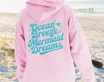 Felpa con cappuccio Mermaid Ocean Breeze, felpa estetica Mermaid, felpa con cappuccio alla moda, abbigliamento Mermaid Core, felpa con cappuccio Beachy, regalo per gli amanti delle sirene