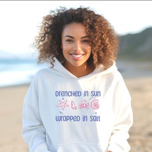 Moletom com capuz Ocean Beachy Shell - moletom estético Seashell, pulôver com estampa de concha, moletom Ocean Vibes, presente para mãe, presente para adolescente,