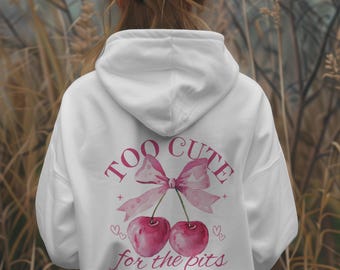 Too cute cherry Sweatshirt, Cherry Coquette hoodie, trendy cherry sweatshirt, aesthetic cherry shirt, Cherry Coquette Bow Shirt