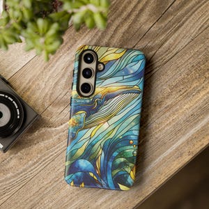 Samsung Galaxy oder Google Pixel Hülle Buntglas Effekt Wal Design, Wal Ozean Handyhülle, trendiges Handyhülle, Geschenk für Geburtstag, Sommer