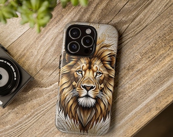 IPhone Case, Lion Geometric Animal phone case,  Gift for Her or Him, Tough Cases,, Unique Phone Accessories, Birthday Present, Animal Lover