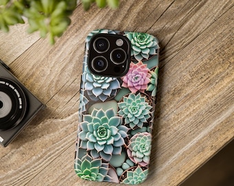 Sukkulente iPhone Hülle, Pflanzen Gärtner Geschenk, Robuste Handy Hülle, Pflanzen Liebhaber Accessoire, Botanische Handy Schutz, Geschenk für sie, Geschenk für Mama
