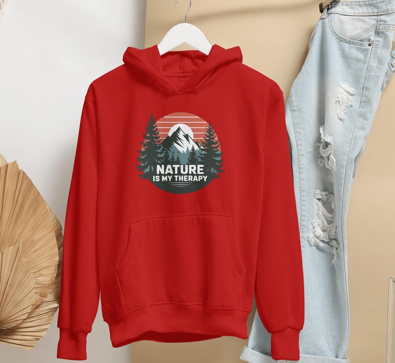 Nature Outdoor Hoodie,Nature is My Therapy, Unisex Sweatshirt for Nature Lovers, Outdoor Enthusiasts,Outdoorsy hoodie, gift for nature lover image 4