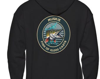 Muskie Angeln Hoodie | Muskie Angler Sweatshirt, Angeln Hoodie, Angler Bekleidung, Geschenk für Papa, Angeln Geschenk, Weihnachtsgeschenk