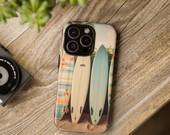 Iphone tough case with retro surf board design, surfer, summer vibes, beach oceancase, gift for her, trendy teen, teen tween phone case,