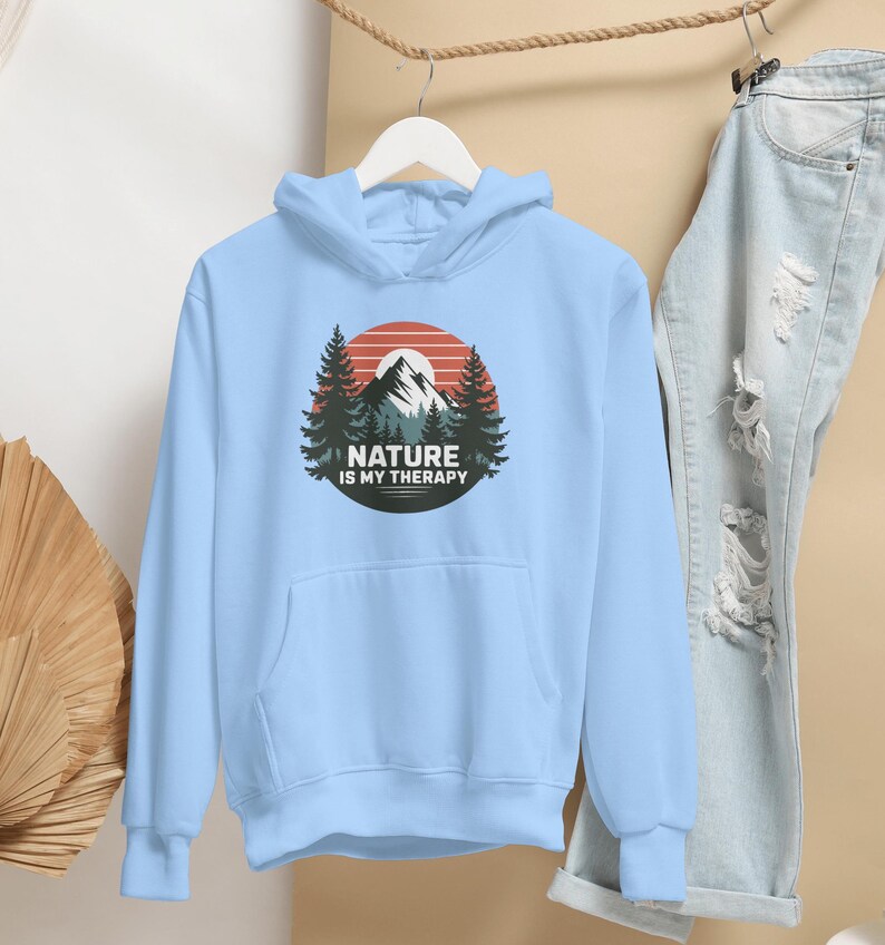 Nature Outdoor Hoodie,Nature is My Therapy, Unisex Sweatshirt for Nature Lovers, Outdoor Enthusiasts,Outdoorsy hoodie, gift for nature lover image 5