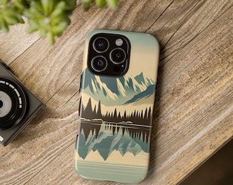 iphone Mountain Nature tough case, Minimalistic nature scene, Gift for Her Him, iPhone Accessories Outdoor Adventure Tech, nature lover gift