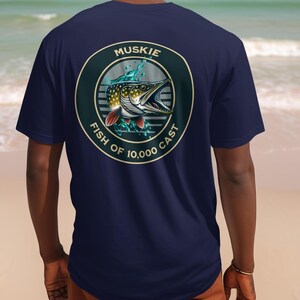 Muskie Fishing Tee, Fishing Gift, Fishing Apparel, Fisherman Shirt, Outdoor Fishing Clothing, Angler Tshirt, Fishing father's day gift image 2