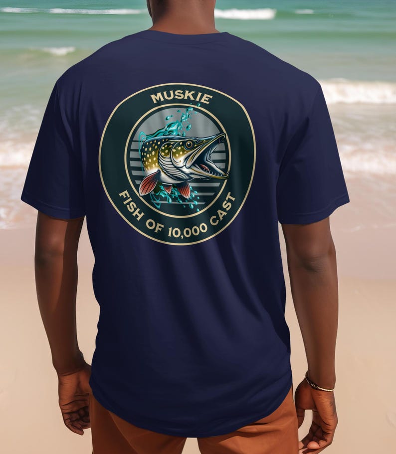 Muskie Fishing Tee, Fishing Gift, Fishing Apparel, Fisherman Shirt, Outdoor Fishing Clothing, Angler Tshirt, Fishing father's day gift image 2