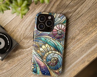 Stained Glass effect Seashell iPhone Case, Summer Ocean iPhone Case, Birthday Gift, Trendy Shell iPhone Case, summer iphone case, ocean case