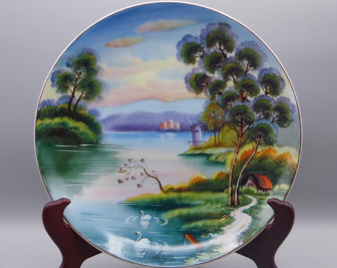 Marked Occupied Japan Decorative Plate, Unknown Maker, Hand Painted Signed T Ohya, 1947 - 1952