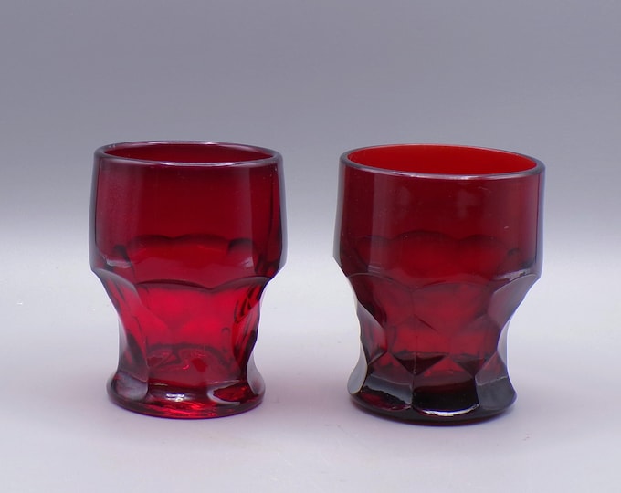 Vintage Glass Juice Tumblers, Vikin Glass Company, Georgian, Ruby, 1940 -1988