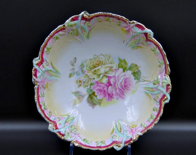 Porcelain Bowl: RS Prussia, Jonquil Mold (Old Mold) 1890-1905