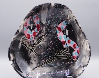 California Art Pottery Ashtray (Cigar) Marc Bellaire, California, Shape B45-9, Mardi Gras, 1950s