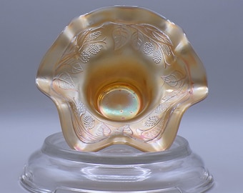 Carnival Glass Hat Vase, Fenton Art Glass Company, Blackberry Spray, 1909 - 1923
