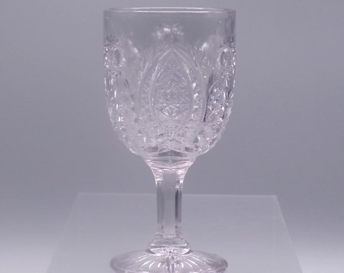 Early American Pressed Glass Wine Glass, Westmoreland Specialty Company, WSC #228 (OMN) aka Atlanta, introduced 1904
