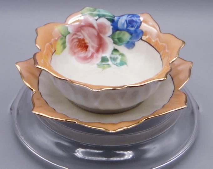 Porcelain Mayonnaise/Sauce Bowl and Underplate, Noritake China, Japan, 1921 - 1924