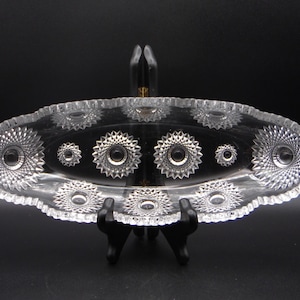 Heisey Sunburst Celery Dish: Early American Pressed Glass, 1903