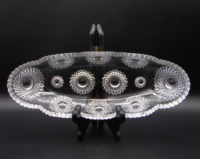 Early American Pressed Glass Celery Dish A H Heisey And Company, Heisey No 343 (OMN) a/k/a Sunburst, 1903