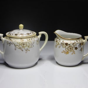 Porcelain Sugar And Creamer, Noritake China, Nippon, 1911 - 1921